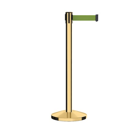 Montour Line Stanchion Belt Barrier Pol.Brass Post 13ft. Olive Belt ES400-PB-OL-130